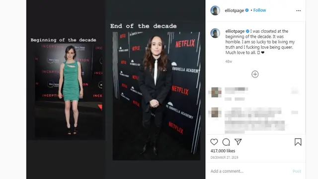 Transformasi Gaya Ellen Page yang Umumkan Transgender, Kini Bernama Elliot
