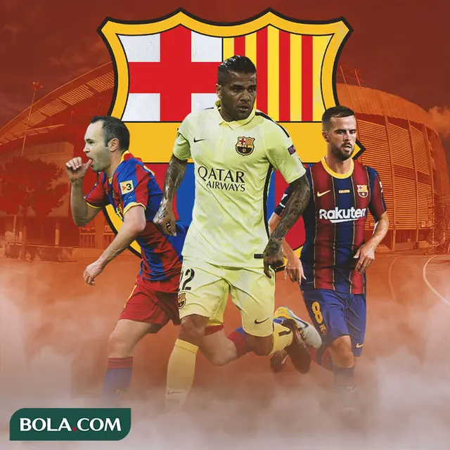 Barcelona - Iniesta, Dani Alves, Miralem Pjanic