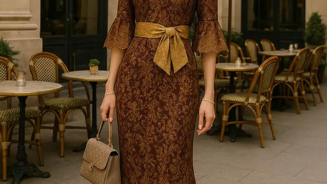 7 Pilihan Long Dress Batik Brokat Lengan Trompet, Mewah &amp; Unik untuk Acara Formal 2025