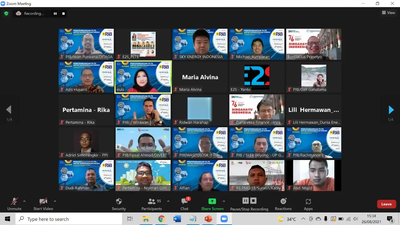 Webinar SUKSE2S bertajuk Pengembangan PLTS untuk Kemerdekaan Energi; Sampai Kapan Harta Karun Terbesar di Indonesia Disia-siakan?, Kamis (26/8/2021).