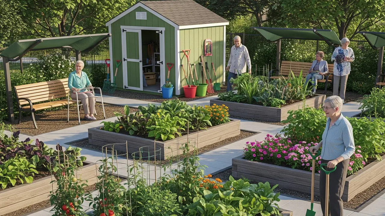 Area Berkebun yang Ramah Lansia (AI Generated)