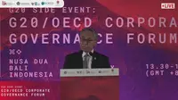 Ketua Dewan Komisioner Otoritas Jasa Keuangan (OJK) Wimboh Santoso dalam G20/OECD Corporate Governance Forum di Bali International Convention Center, Kamis (14/7/2022).