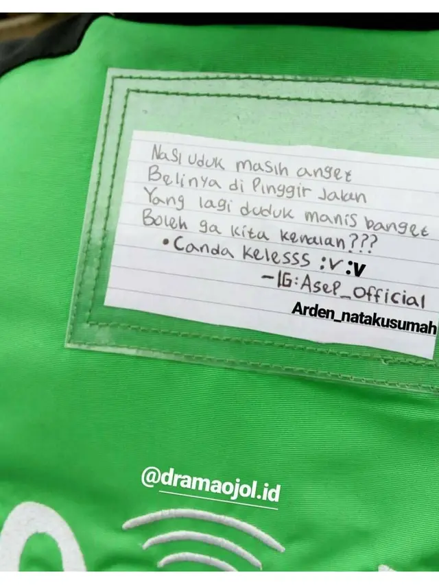 Gombalan Kocak di Jaket Ojek Online Ini Bikin Tersenyum Malu
