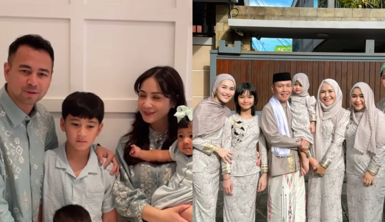 Tanpa warna burgundy, berikut parade baju Lebaran sarimbit dari keluarga artis. Mulai dari Nagita Slavina hingga Ayu Ting-Ting [@raffinagita1717 @ayutingting92]