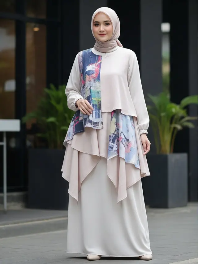 8 Model Gamis Terbaru Kombinasi Rompi yang Beri Kesan Lebih Tinggi, Modis dan Anggun Dipakai Sehari-hari