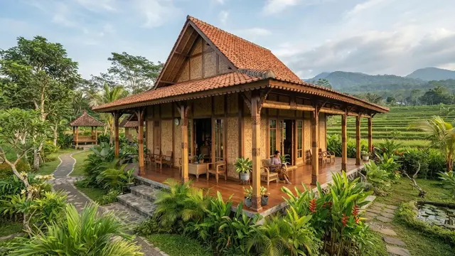 Model rumah bambu yang sederhana tapi bikin betah yang hadirkan nuansa perdesaan desain rumah bambu bergaya kolonial
