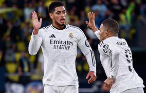 Jude Bellingham dan Kylian Mbappe dalam pertandingan Villarreal vs Real Madrid di El Madrigal, Minggu dini hari WIB (16-3-2025). (Bola.com/X @realmadriden)