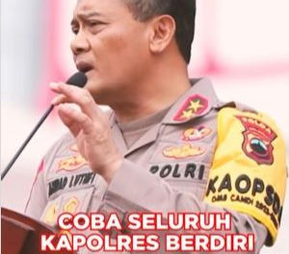 Jenderal bintang dua Polri ini pada kesempatan itu meminta para Kapolres dan Dandim yang hadir untuk berdiri. <br>