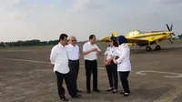 Menteri Perhubungan Budi Karya melihat kesiapan Bandara Halim Perdanakusuma menghadapi penerbangan haji 2016.