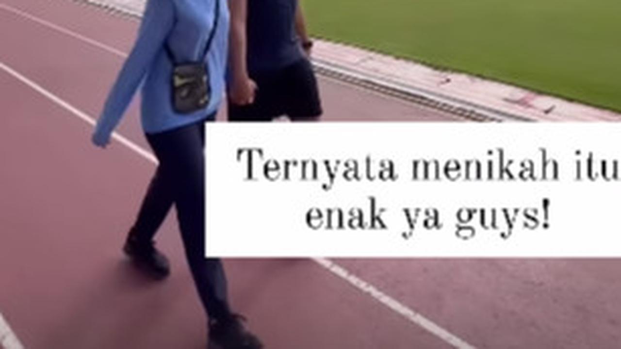 Mesranya Pengantin Baru Iptu Hafiz Akbar dan Angela Olahraga Bareng