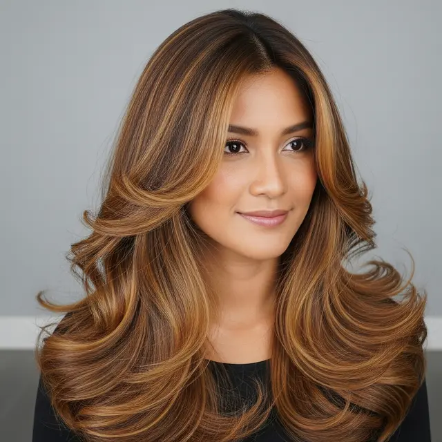 Model Rambut Warna Coklat Caramel Highlight