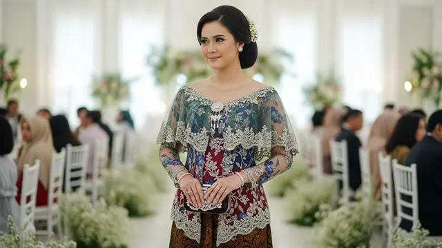 Model Atasan Brokat dengan Rok Batik Payung