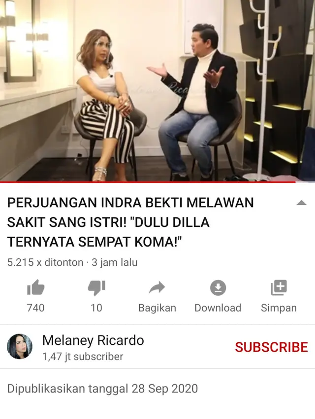 Unggahan Melaney Ricardo. (Foto: YouTube Melaney Ricardo)