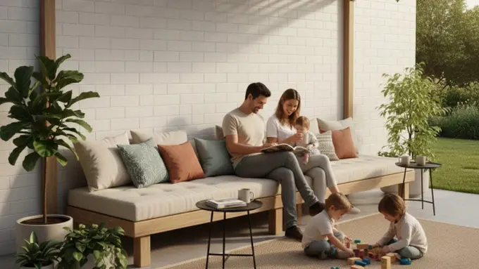 Model Teras Rumah Minimalis yang Nyaman untuk Aktivitas Keluarga (Image by Gemini AI)