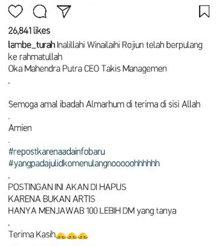 Kesedihan Awkarin saat mendengar Oka Manendra meninggal | Sumber Foto: Instagram/@lambe_turah