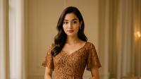 Dress Batik Layer Belah Tengah untuk Acara Formal (created by AI)