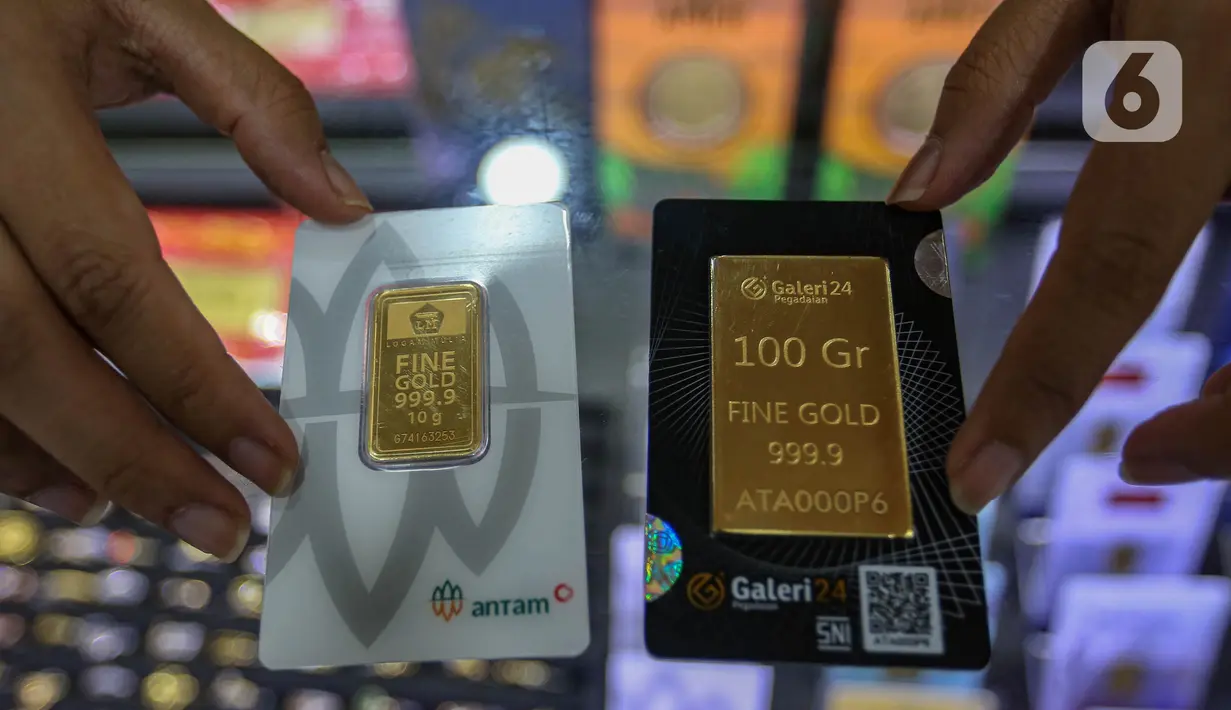 Harga emas Antam hari ini naik Rp 17 ribu dibandingkan dengan harga dalam perdagangan Senin pekan lalu, yakni Rp 1.333.000 per gram. (Liputan6.com/Angga Yuniar)