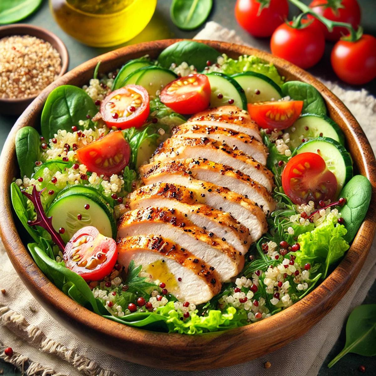 1. Salad Ayam Panggang dengan Quinoa