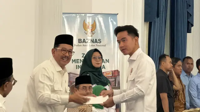 Wakil Presiden Gibran Rakabuming Raka membayarkan zakat fitrah dan mal melalui Badan Amil Zakat Nasional (BAZNAS) di Istana Negara Jakarta, Jumat (13/3/2026) (Istimewa)