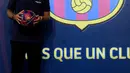 Antoine Griezmann berpose saat pemotretan di Barcelona, Spanyol, Sabtu (13/7/2019). Sebelum resmi bergabung Barcelona, Griezmann tampil dalam 257 pertandingan di semua kompetisi dan menyumbangkan 133 gol. (LLUIS GENE/AFP)