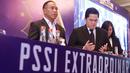 <p>Ketua PSSI, Erick Thohir, bersama Wakil Ketua PSSI, Ratu Tisha Destria dan Zainudin Amali berdoa bersama usai Kongres Luar Biasa (KLB) PSSI di Hotel Shangri-La, Jakarta Pusat, Kamis (16/2/2023). (Bola.com/M Iqbal Ichsan)</p>