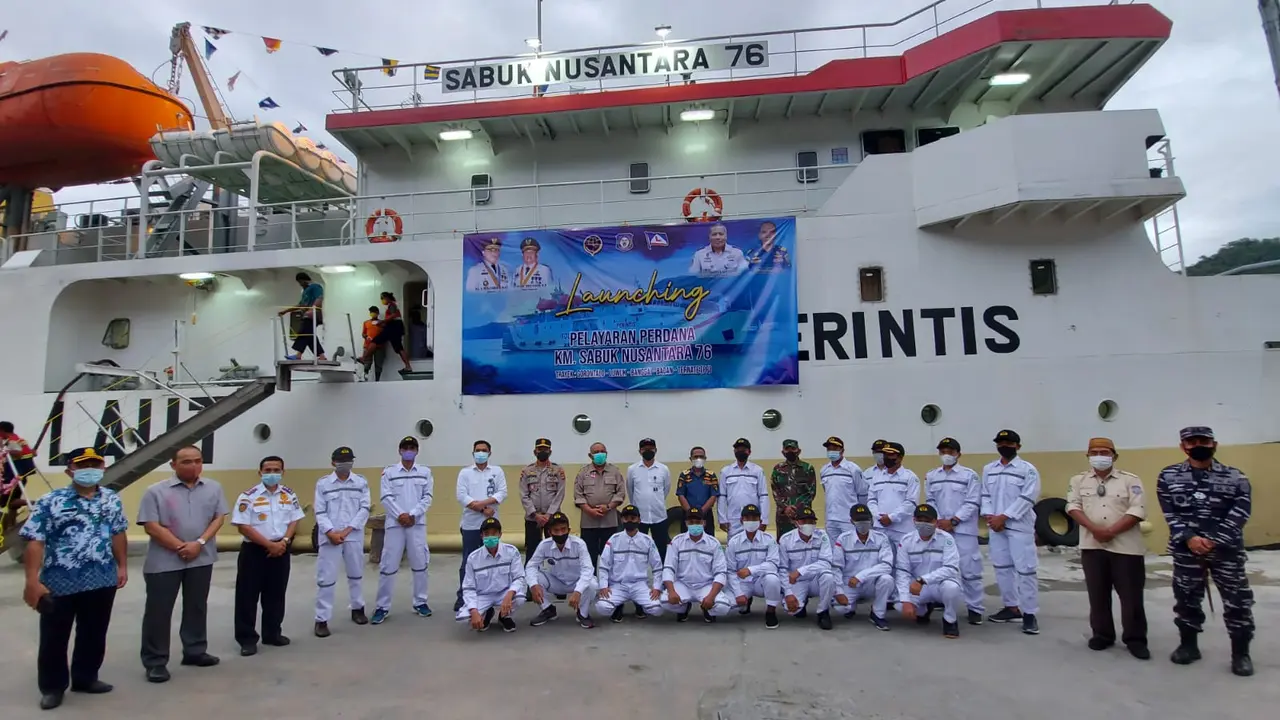 Kapal Motor (KM) Sabuk Nusantara 76 yang resmi melayani pelayaran Gorontalo – Ternate pergi pulang (PP).