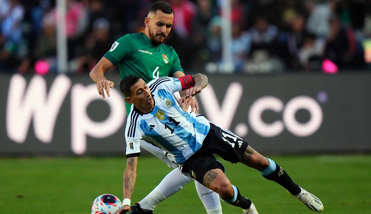Argentina yang bermain tanpa Lionel Messi mengalahkan Bolivia pada laga Kualifikasi Piala Dunia 2026 zona Amerika Selatan. (AP Photo/Juan Karita)