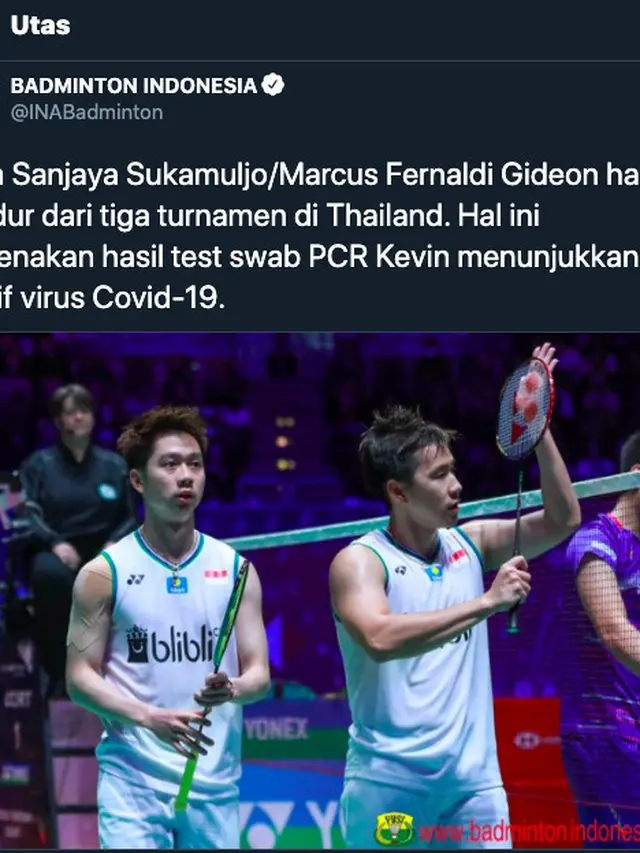 Positif Covid-19 dan Batal Terbang ke Thailand, Kevin Sanjaya Dapat Dukungan Warganet.