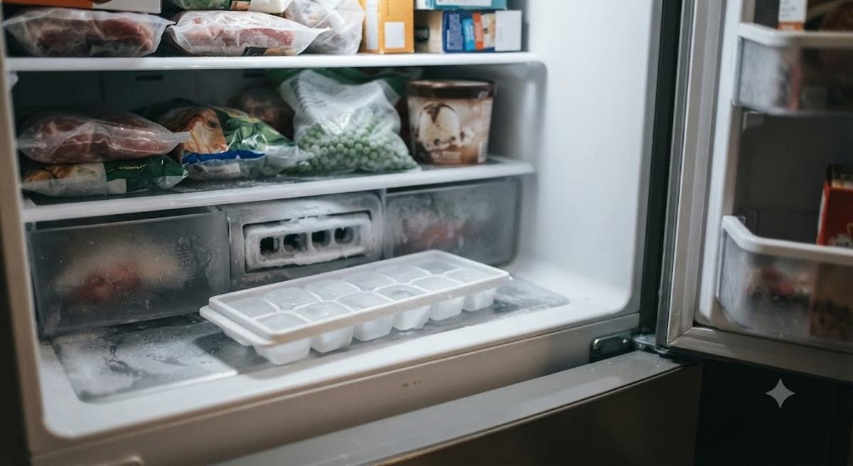 Cetakan Es Batu di Area Freezer yang Paling Dingin (AI Generated)