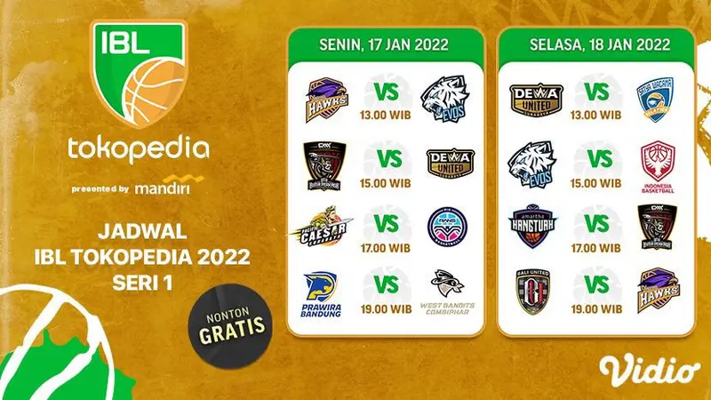 Jadwal Lengkap IBL 2022 Selasa, 18 Januari 2022 Live Vidio