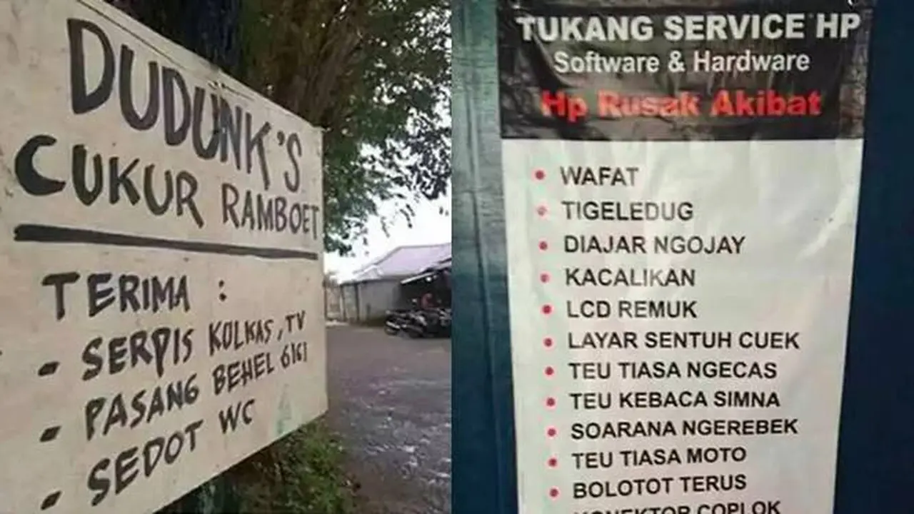 8 Potret Tulisan Nyeleneh di Tempat Servis Elektronik Ini Bikin Tepuk Jidat