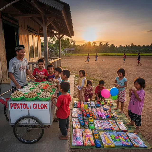 Kombinasi 2 Usaha di Rumah Dekat Lapangan Desa (AI)
