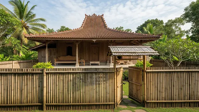 Model Pagar Bambu Klasik untuk Rumah Gaya Tradisional Jawa/Gemini AI
