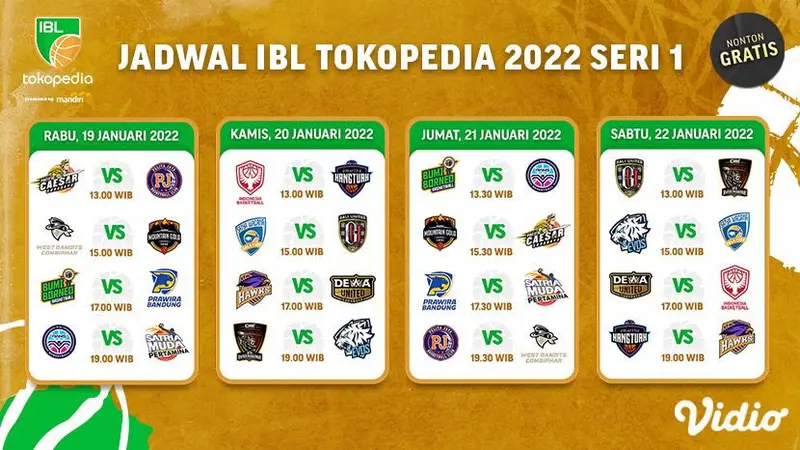 Jadwal Lengkap Seri 1 IBL 2022 Mulai 19 - 22 Januari 2022