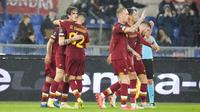 AS Roma meraih kemenangan 4-0 atas Zorya Luhansk pada laga kelima Grup C Europa Conference League di Stadio Olimpico, Jumat (26/11/2021) dini hari WIB. (AP Photo/Gregorio Borgia)