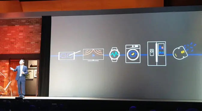 Director of Consumer Electronics Samsung Vietnam, Simon Sim, saat presentasi di Samsung Forum 2018 resmi digelar di Roma, Italia. Liputan6.com/ Agustinus Mario Damar