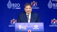 Menteri Koordinator Bidang Perekonomian Airlangga Hartarto dalam B20 Summit 2022 Day 2, di Bali, Senin (14/11/2022). Menko Airlangga optimis pertumbuhan ekonomi Indonesia Capai 5,4 persen di 2022.