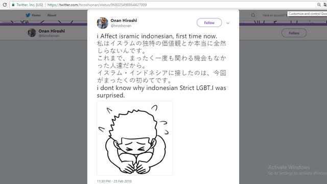 Permintaan maaf kartunis Jepang Onan Hiroshi (Twitter/@hiroshionan)