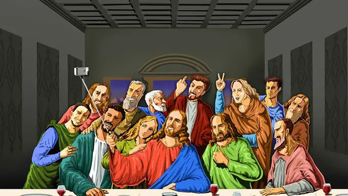 [Bintang] Ilustrasi Religius yang Berkolaborasi dengan Tren Selfie