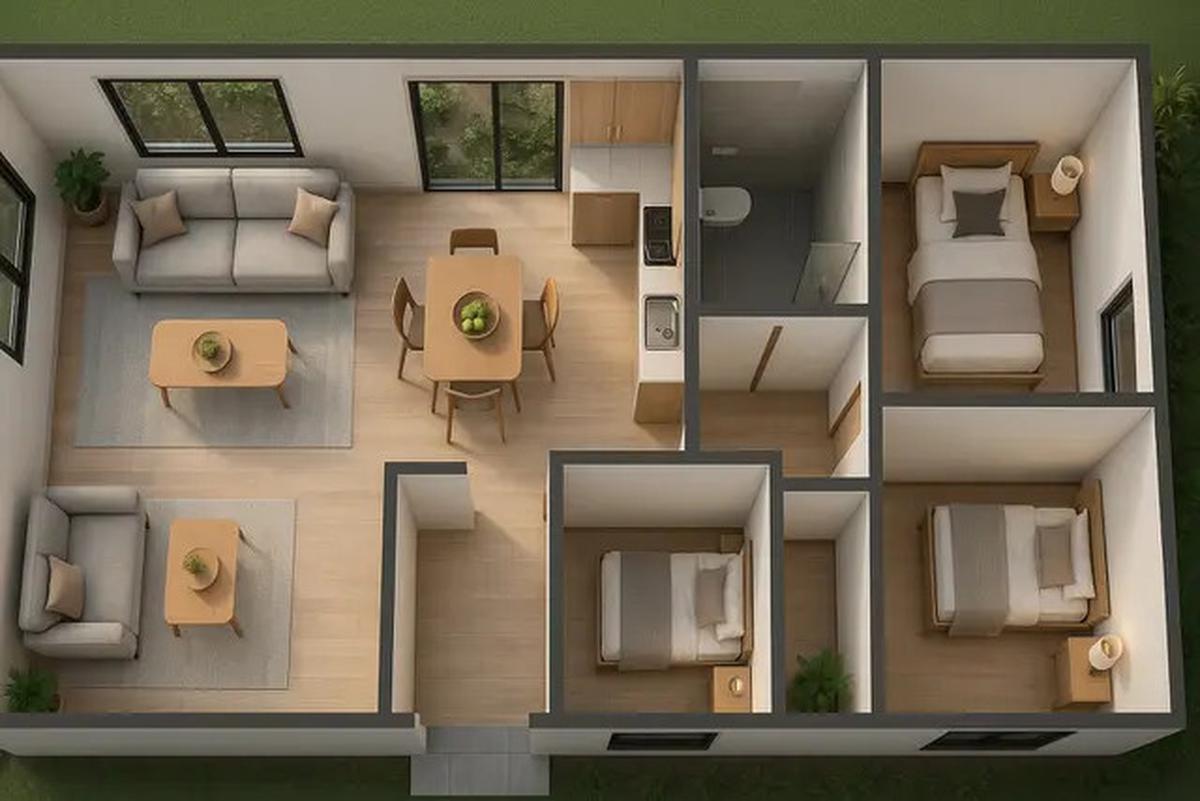7 Desain Rumah 6x12 1 Lantai 3 Kamar Tidur, Nyaman untuk Keluarga Kecil Kekinian