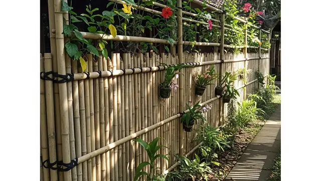 Langkah Membuat Pagar Kebun Rumah dari Bambu/Ilustrasi Gemini AI