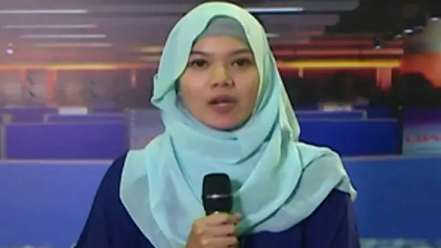 Lesno Tiana Pengunjung Peserta Presenter di Indonesia Broadcaster Expo 2013.