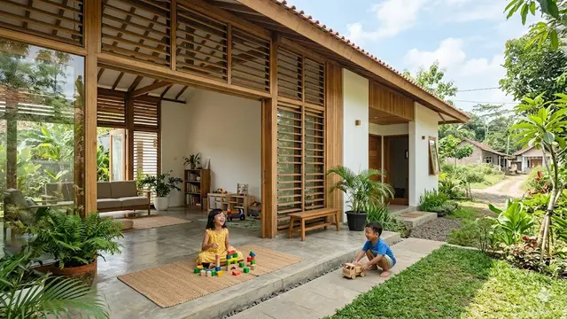 Desain Rumah 1 Lantai Ramah Anak di Desa