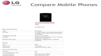 Screenshot bocoran spesifikasi LG G3 di website LG Inggris