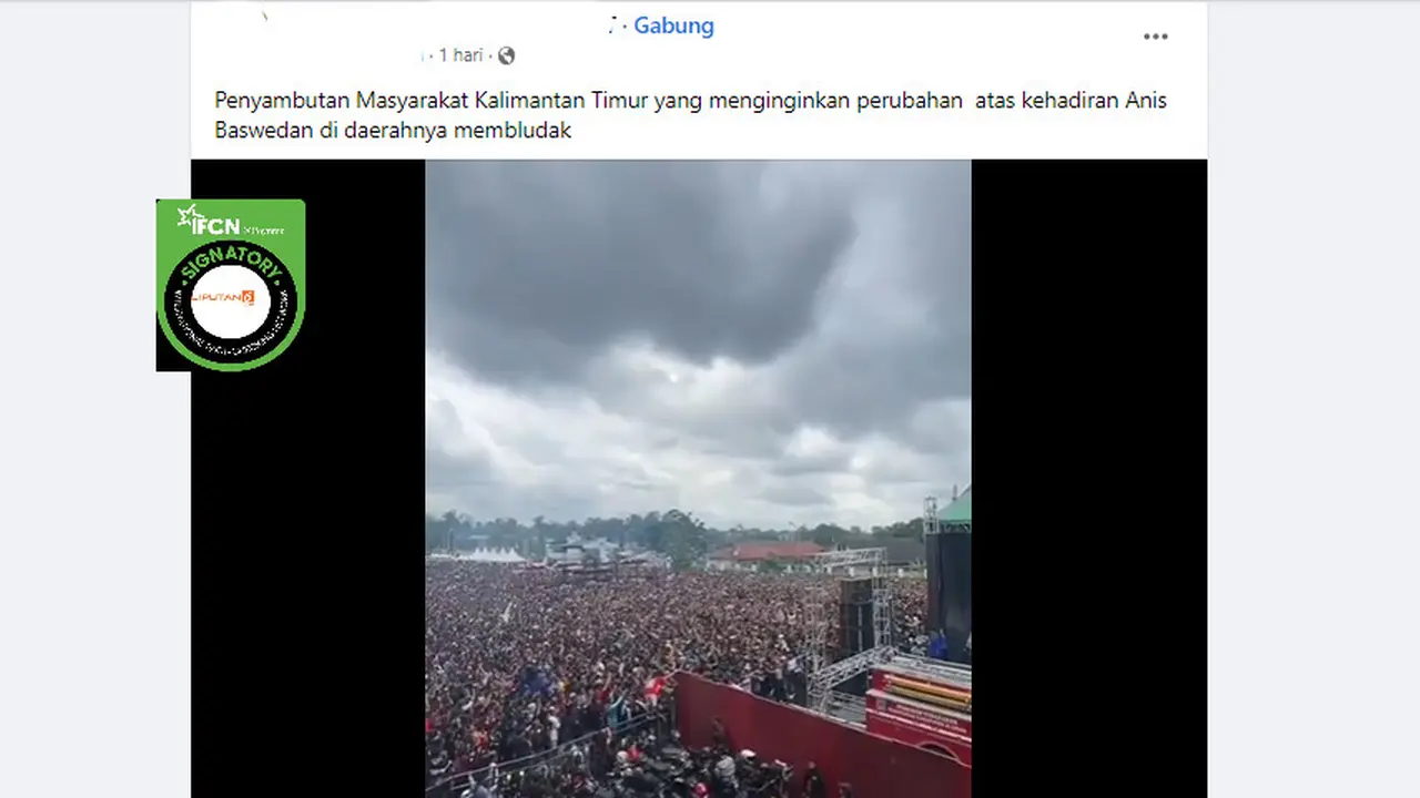 Tangkapan layar klaim video penyambutan Anies Baswedan oleh masyarakat Kalimantan Timur