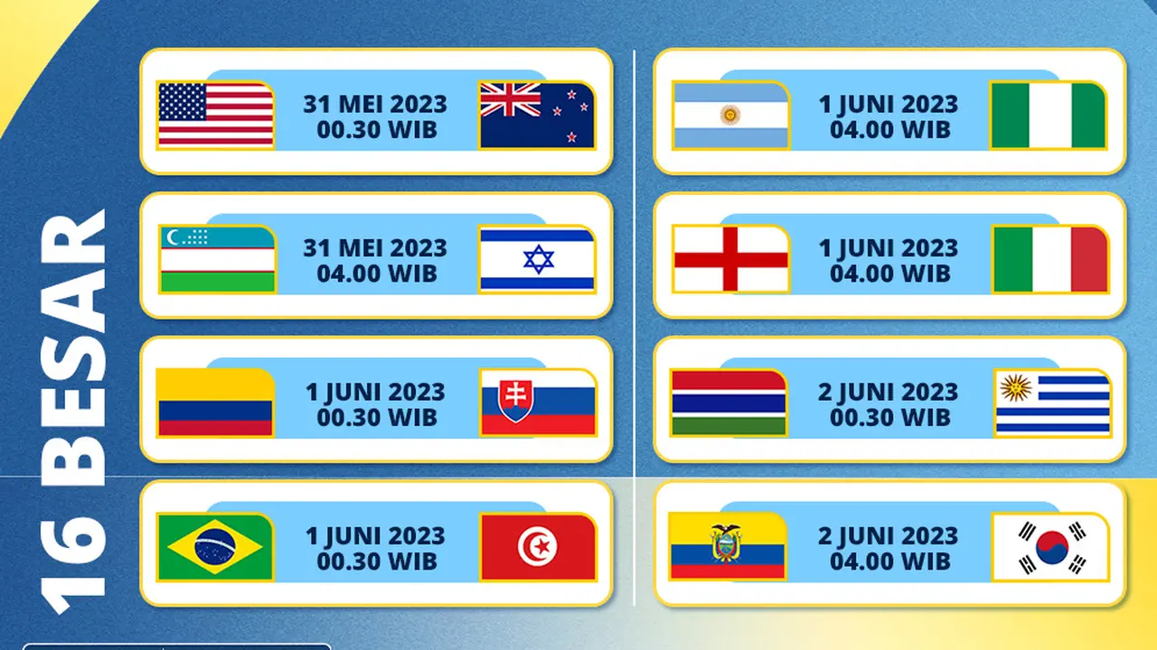 Live Streaming Piala Dunia U-20 Argentina 2023 Babak 16 Besar di Vidio, 31 Mei - 2 Juni 2023