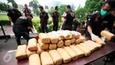 Direktorat Reserse Narkoba Polda DIY menunjukkan barang bukti sitaan berupa 49 kilogram ganja kering di Mapolda DI Yogyakarta, Selasa (8/3). Barang bukti tersebut merupakan hasil operasi Narkoba Progo sepanjang Februari 2016 lalu. (Foto : Boy Harjanto)
