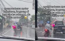 Agar Sang Kekasih Tidak Kehujanan, Lelaki Ini Bersedia Menukar Kendaraannya.