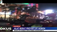 Menurut seorang juru parkir, tanpa sebab yang jelas alat berat ini tiba-tiba saja roboh.