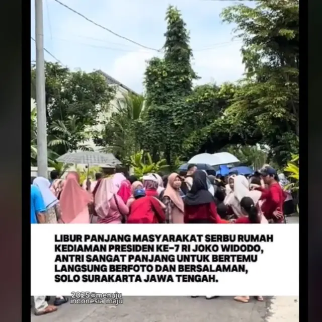 Kediaman Jokowi di Solo Kembali Dipenuhi Warga di Momen Libur Panjang, Nuansa Asri Sekitar Rumahnya Jadi Sorotan.  foto: TikTok @menujuindonesiamaju